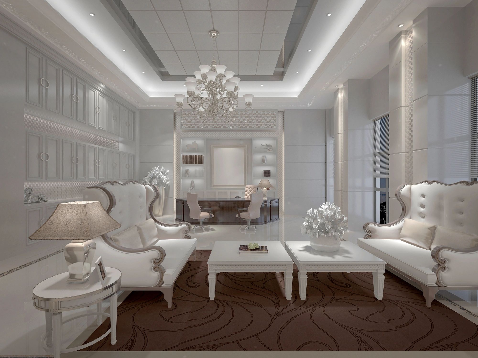 Satisfied client in an upscale interior